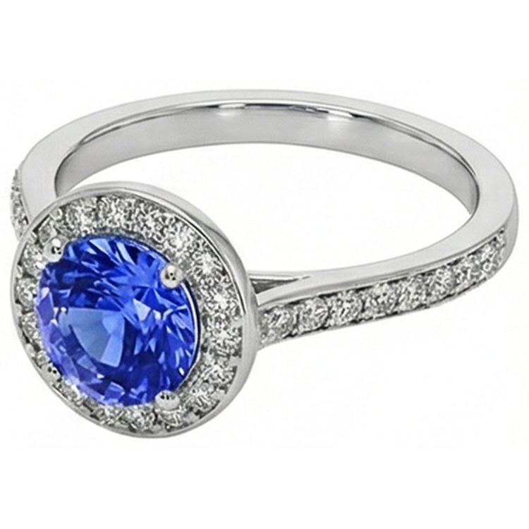 naturel round diamant 4carats bague avec accents diamants