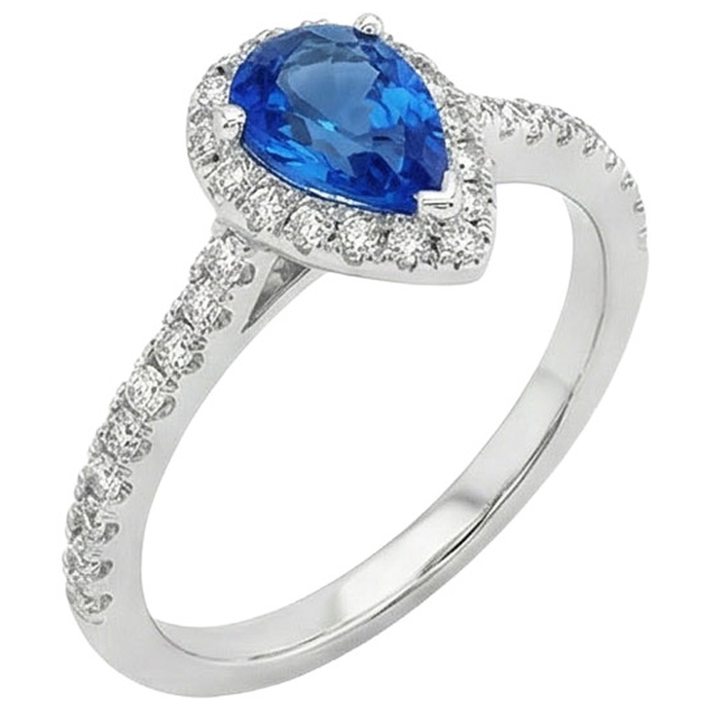 naturel pear diamant 4.50carats bague vue de face