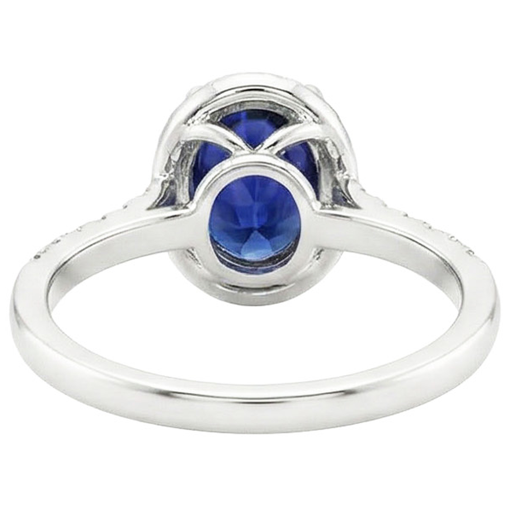 naturel oval saphir 4carats bague vue de dessus