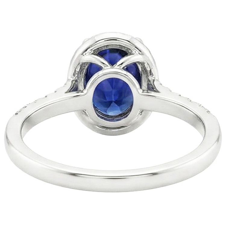 naturel oval saphir 4carats bague vue de dessus