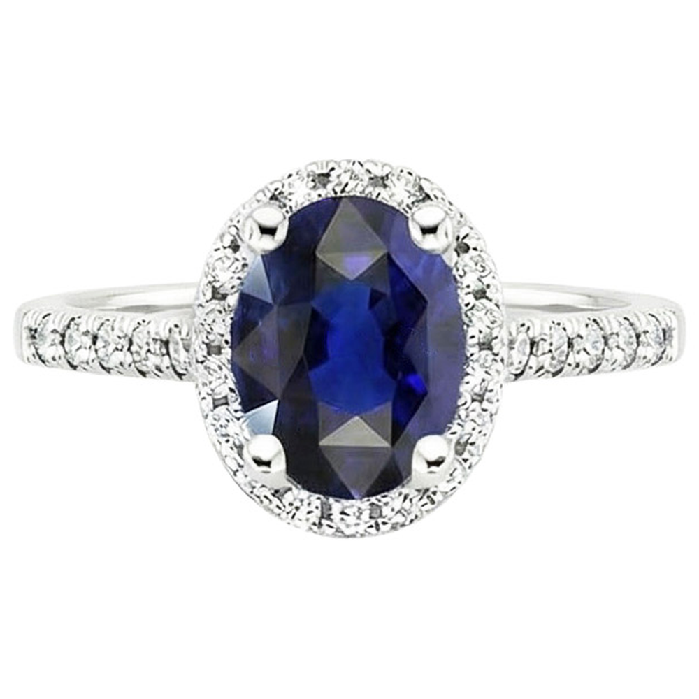 naturel oval saphir 4carats bague vue de profil