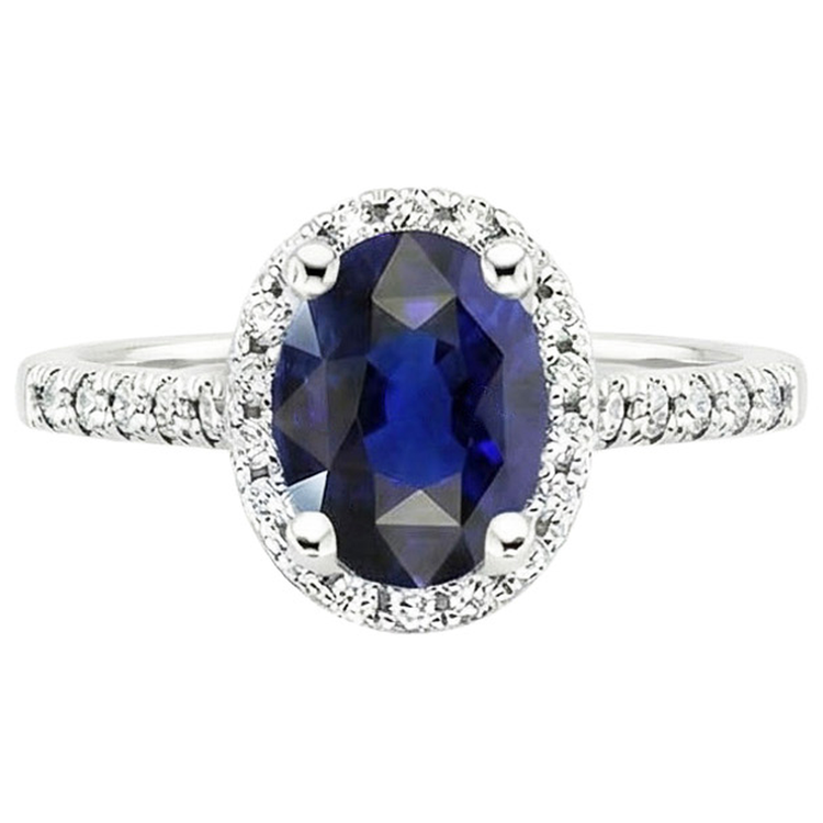 naturel oval saphir 4carats bague vue de profil