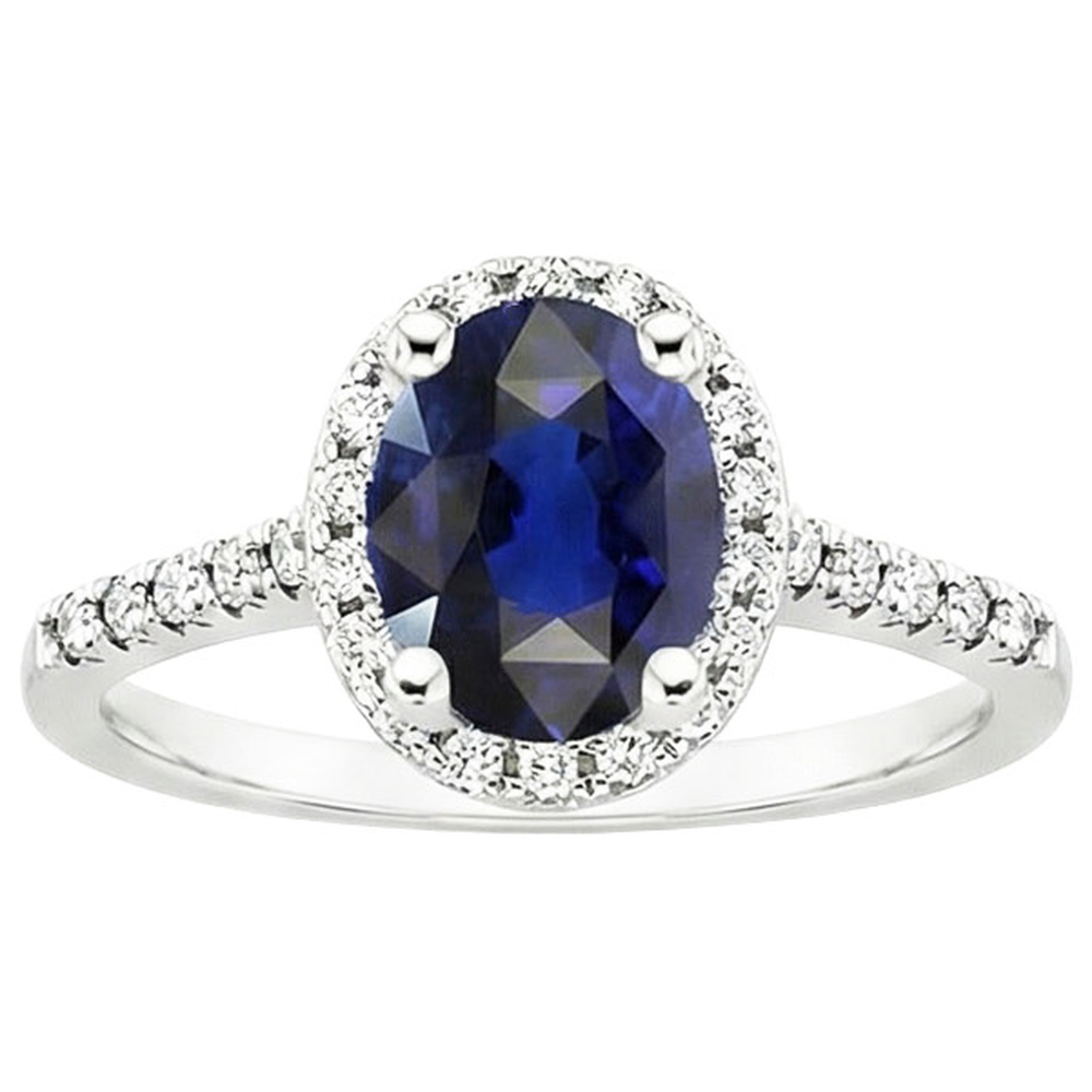 naturel oval saphir 4carats bague sur blanc