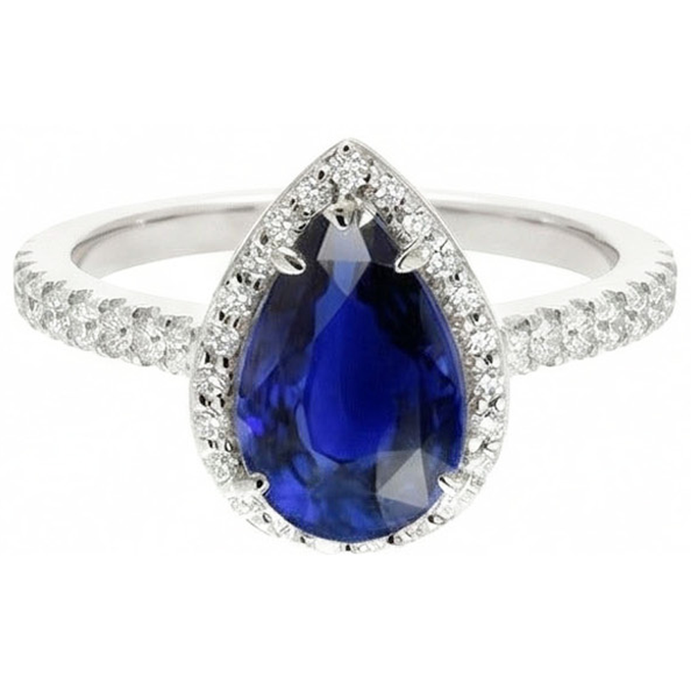 naturel pear diamant 3.25carats bague détail rapproché