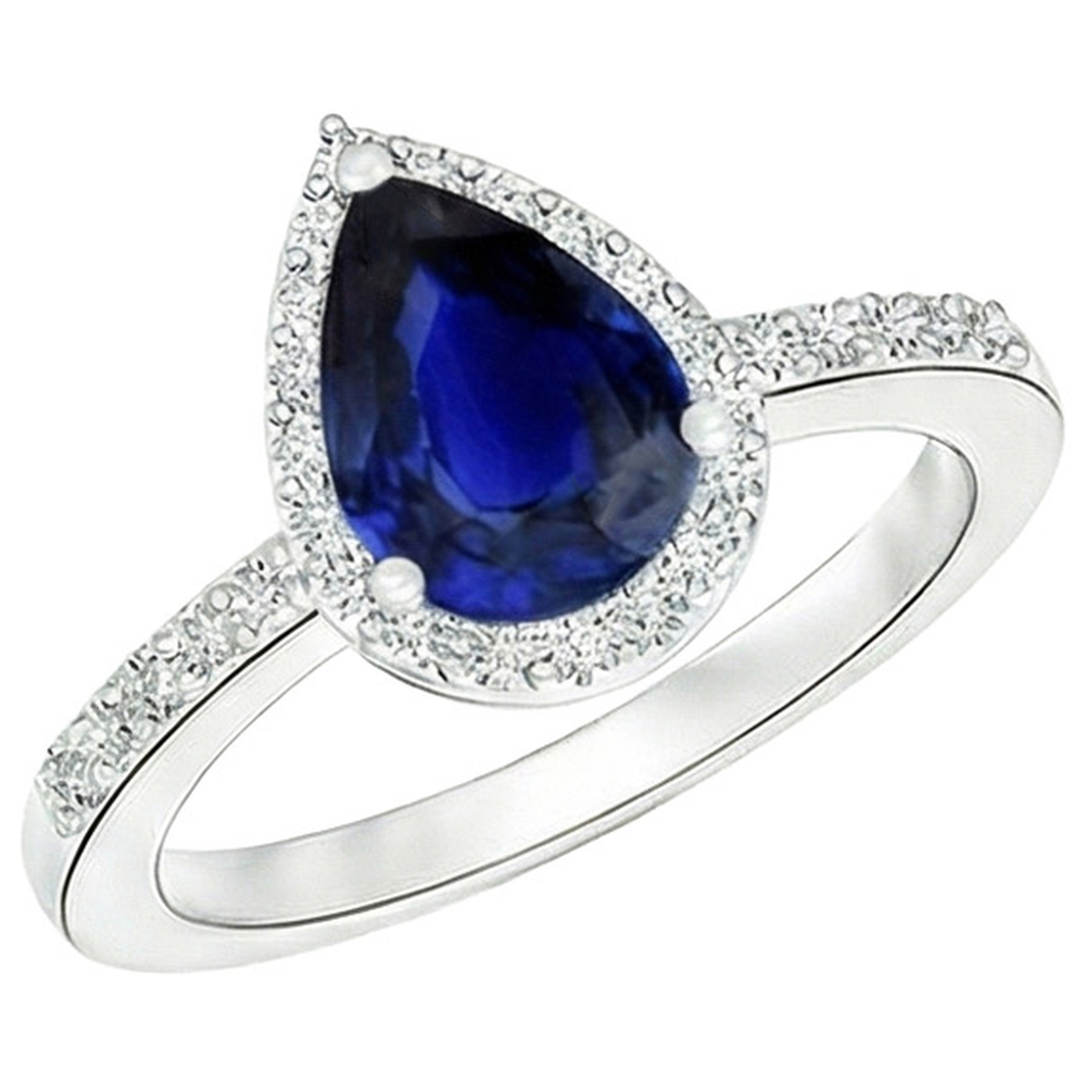 naturel pear diamant 3.75carats bague angle de côté
