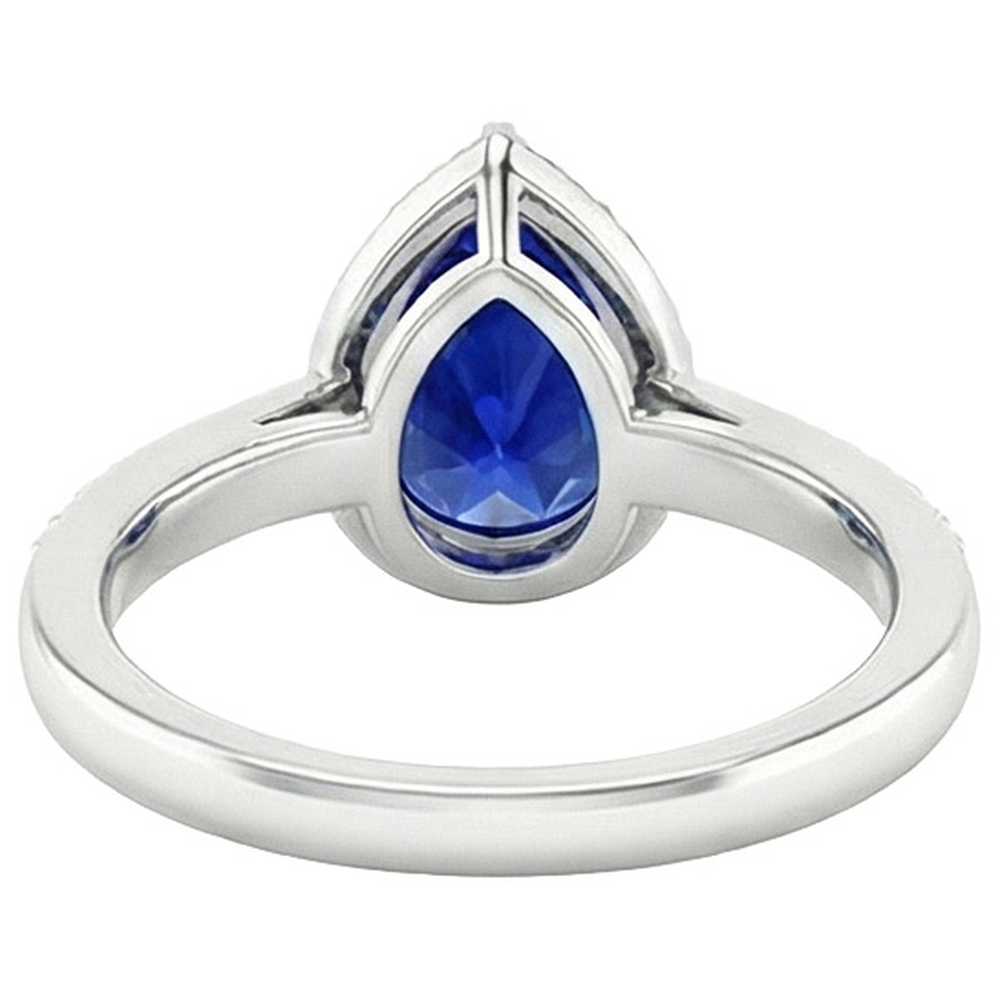 naturel pear diamant 3.75carats bague détail rapproché