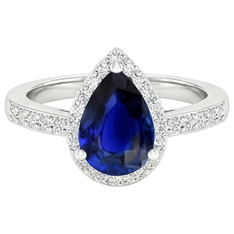 naturel pear diamant 3.75carats bague vue de dessus