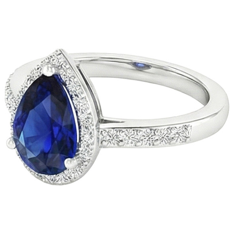 naturel pear diamant 3.75carats bague vue de profil