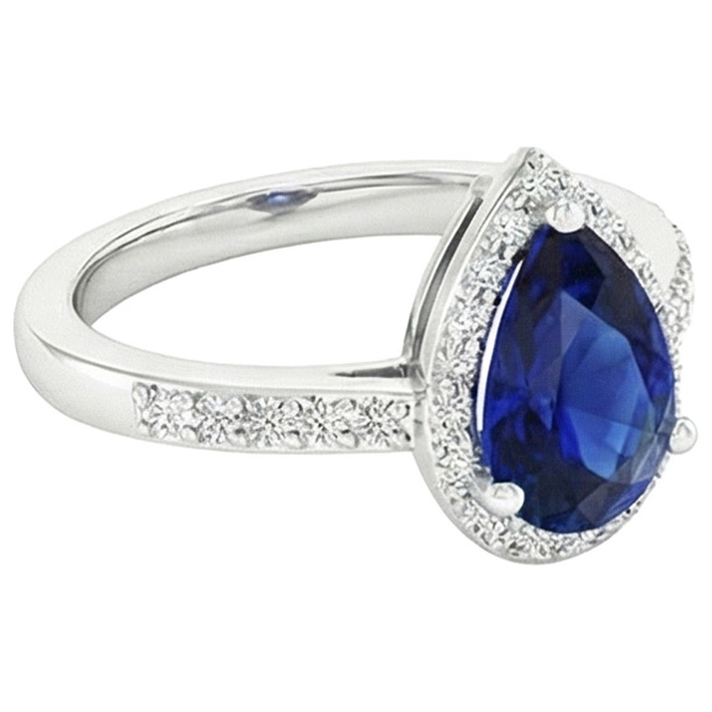 naturel pear diamant 3.75carats bague sur blanc