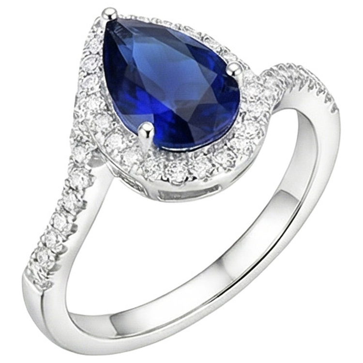 naturel pear diamant 4carats bague détail rapproché