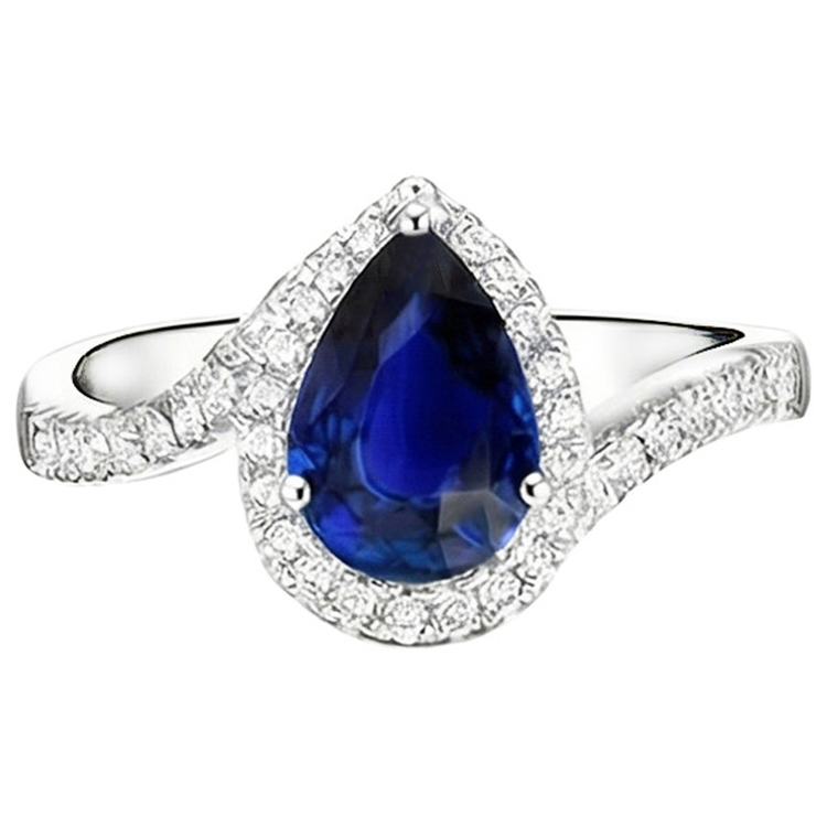 naturel pear diamant 4carats bague vue de dessus