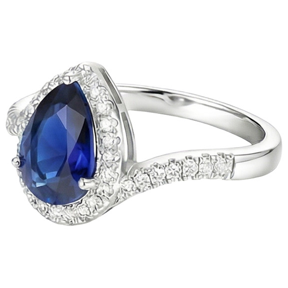 naturel pear diamant 4carats bague vue de profil