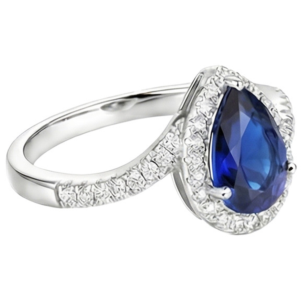 naturel pear diamant 4carats bague sur blanc