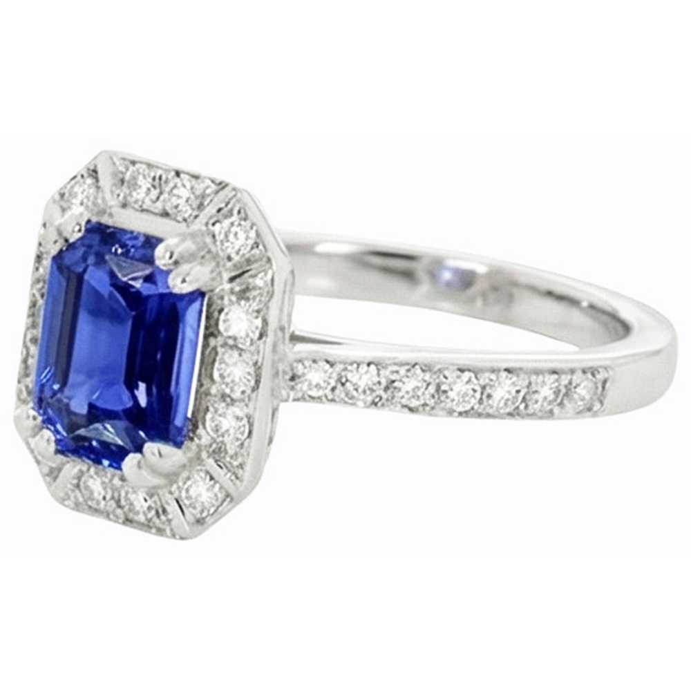 naturel round saphir 3carats bague vue de profil