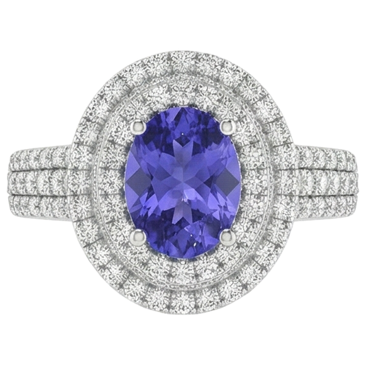 naturel oval tanzanite 5.25carats bague angle de côté
