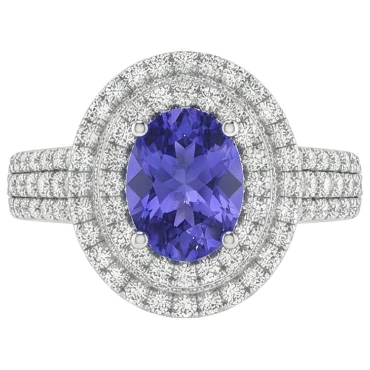 naturel oval tanzanite 5.25carats bague angle de côté