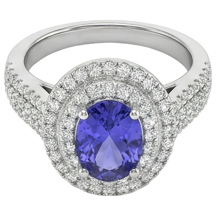 naturel oval tanzanite 5.25carats bague détail rapproché