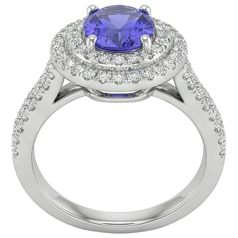 naturel oval tanzanite 5.25carats bague vue de profil