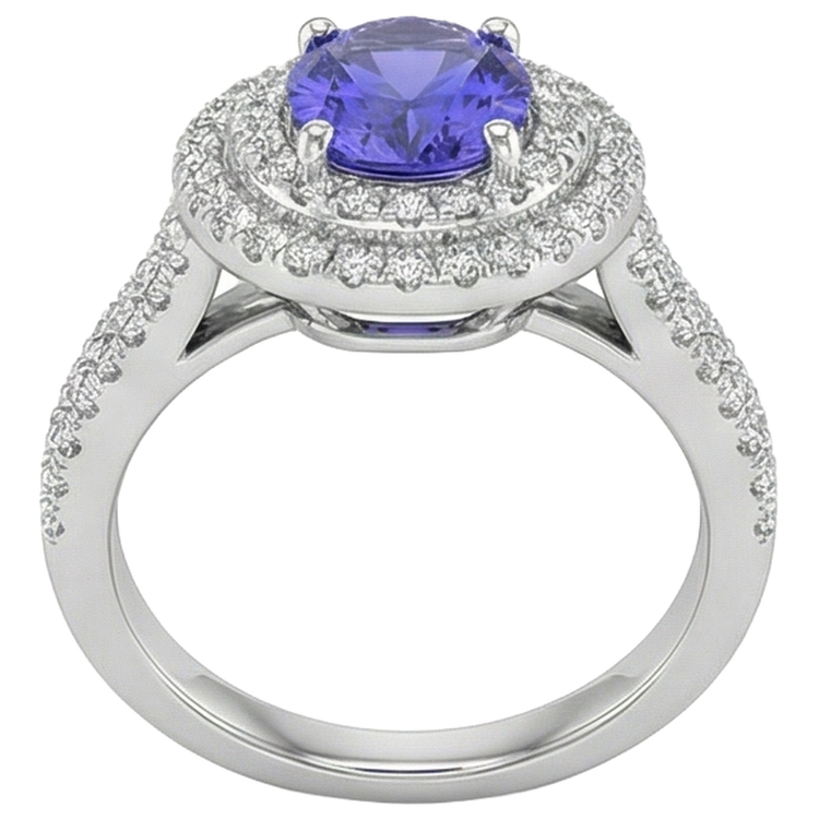 naturel oval tanzanite 5.25carats bague vue de profil