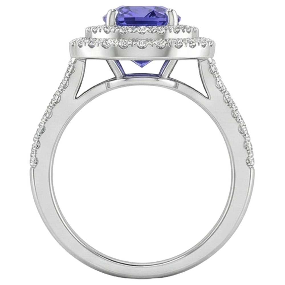 naturel oval tanzanite 5.25carats bague avec accents diamants