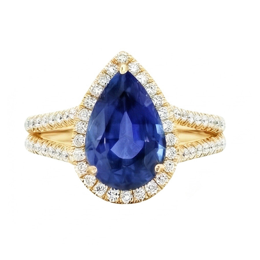 naturel pear diamant 8carats bague détail rapproché