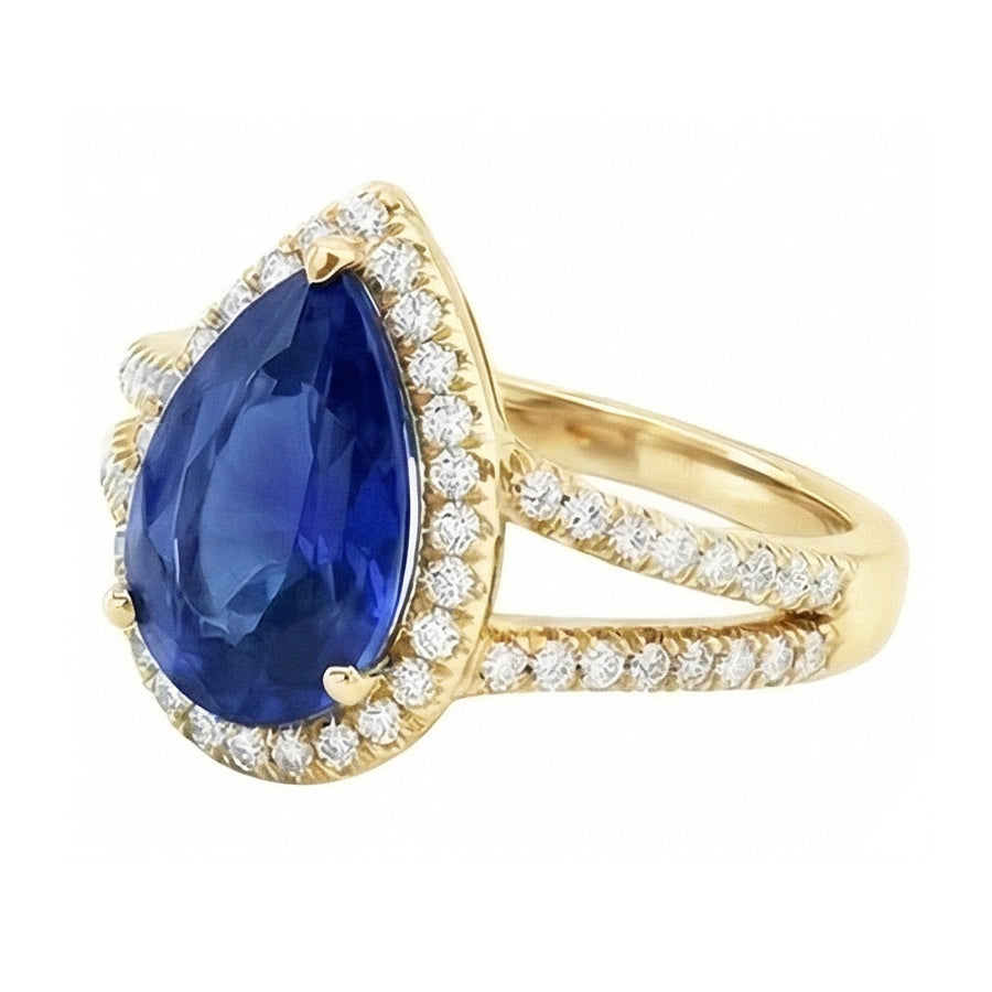 naturel pear diamant 8carats bague vue de dessus