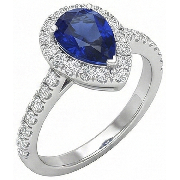 naturel pear diamant 2.75carats bague vue de face