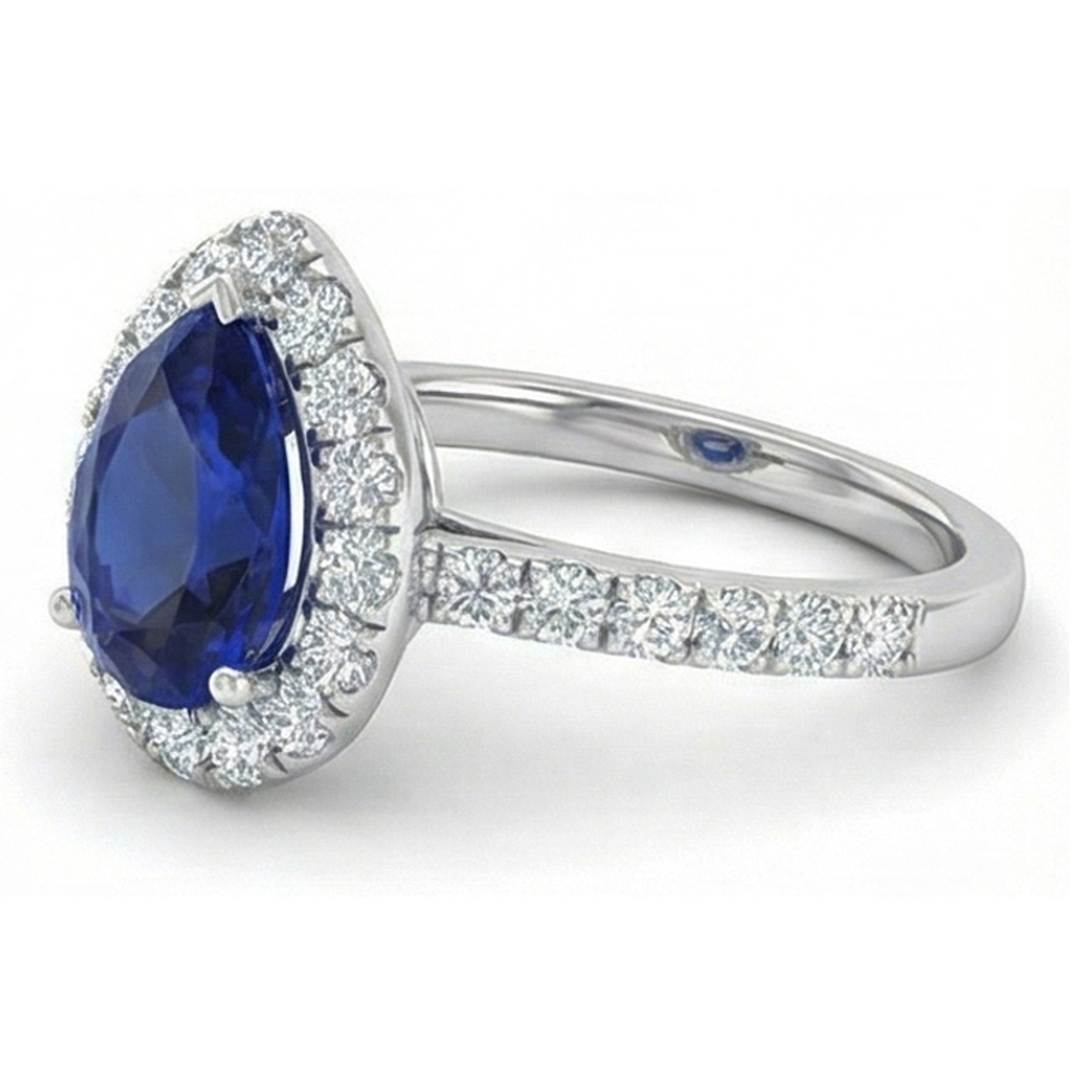 naturel pear diamant 2.75carats bague détail rapproché