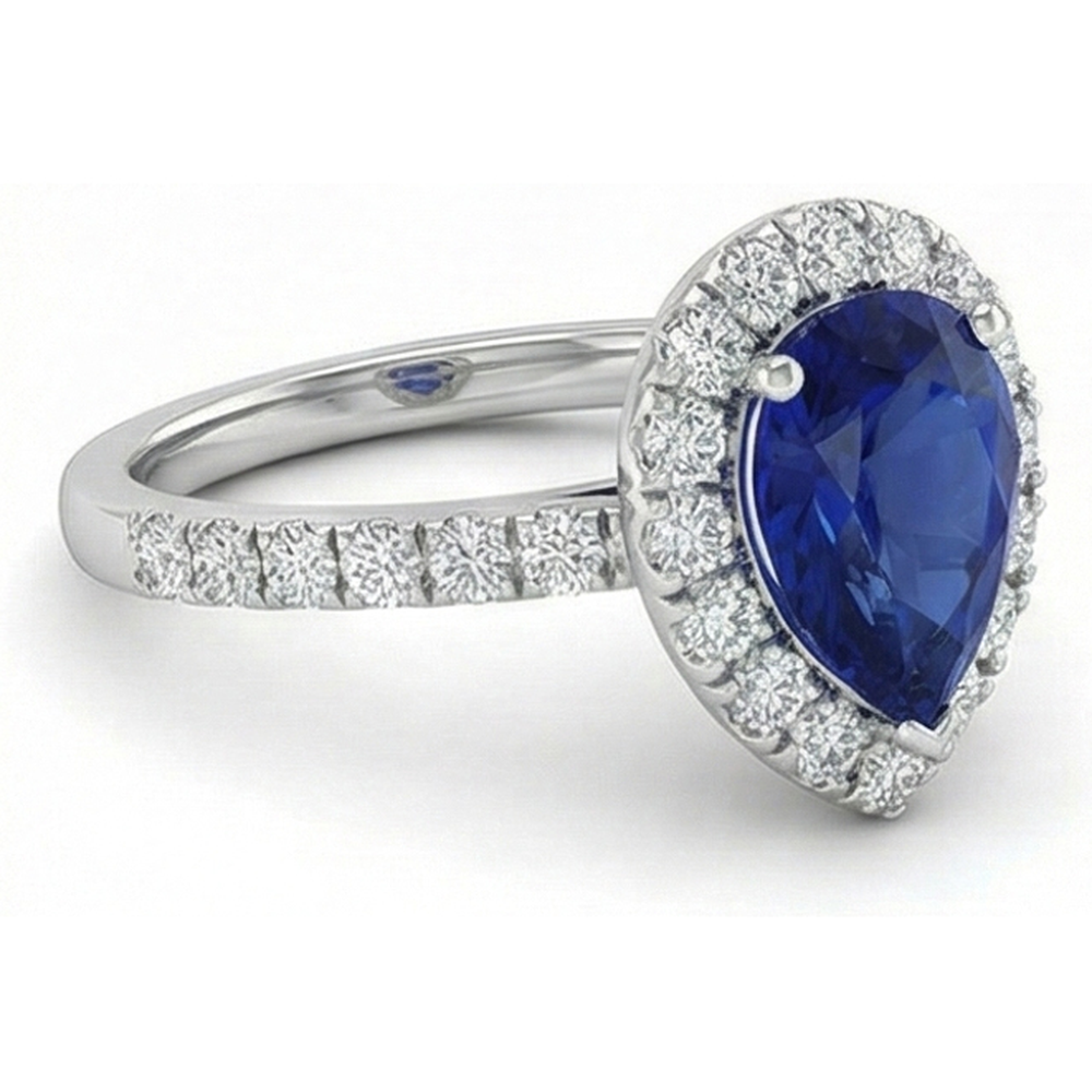 naturel pear diamant 2.75carats bague vue de profil