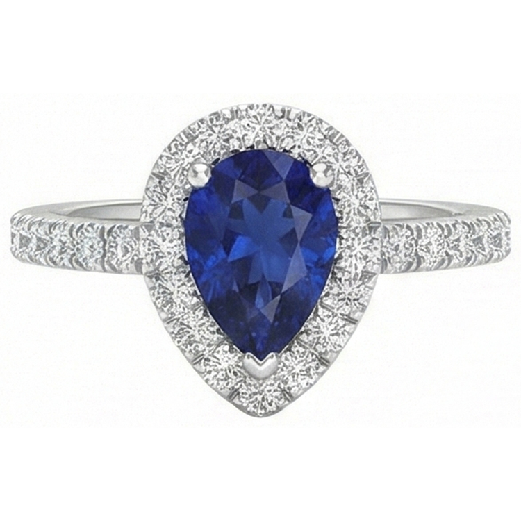 naturel pear diamant 2.75carats bague angle de côté