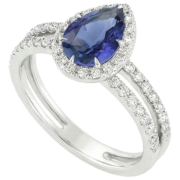 naturel pear diamant 4.50carats bague détail rapproché