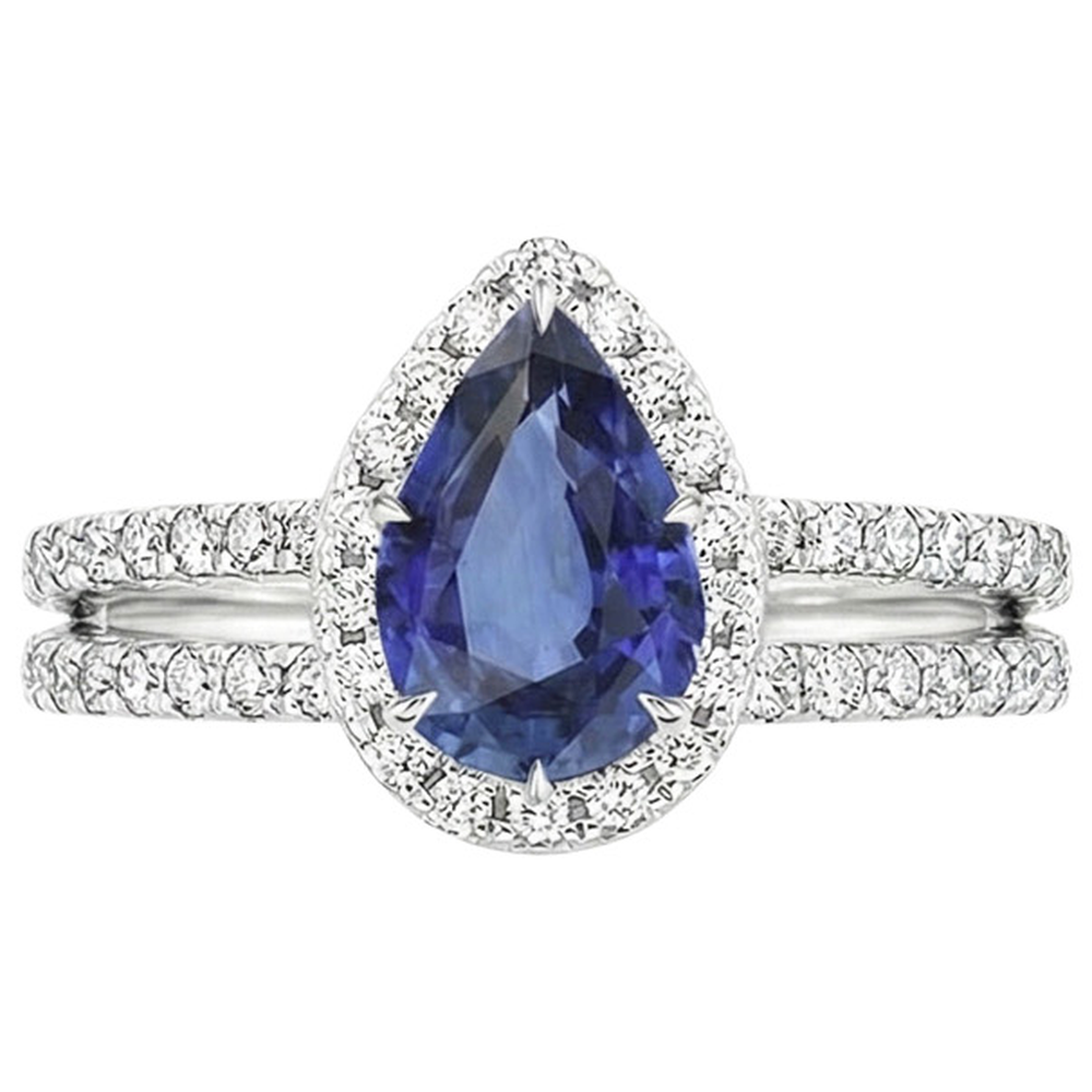 naturel pear diamant 4.50carats bague vue de profil