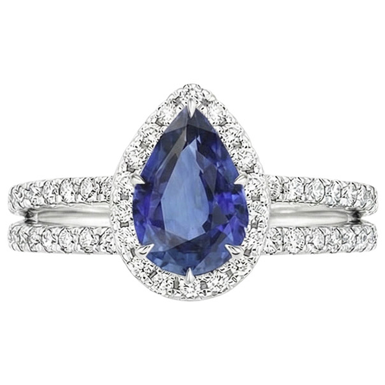naturel pear diamant 4.50carats bague vue de profil