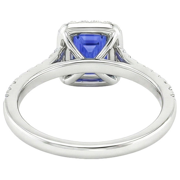 Bague Halo Emeraude Sri Lanka Saphir & Diamant Naturels Extraits des Mines ( et non cultivés en laboratoire ) 4.50 Carats