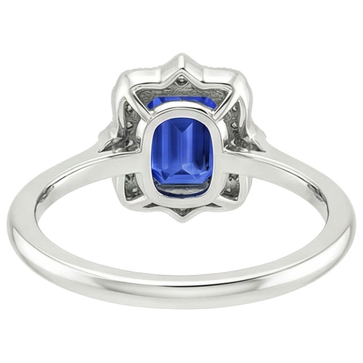 Bague Halo Emeraude Sri Lanka Saphir & Diamant Naturels Extraits des Mines ( et non cultivés en laboratoire ) 4 Carats Style Fleur