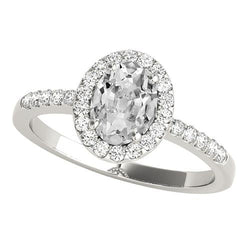 Bague Halo En Or 14K Avec Accents Oval Vieux Mineur Réel Diamond 5 Carats