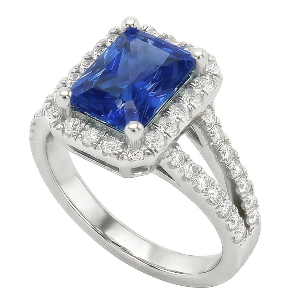naturel round saphir 3.50carats bague vue de dessus