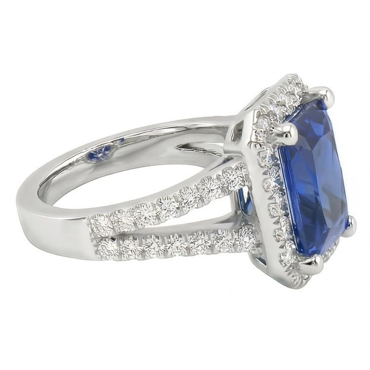 naturel round saphir 3.50carats bague vue de profil