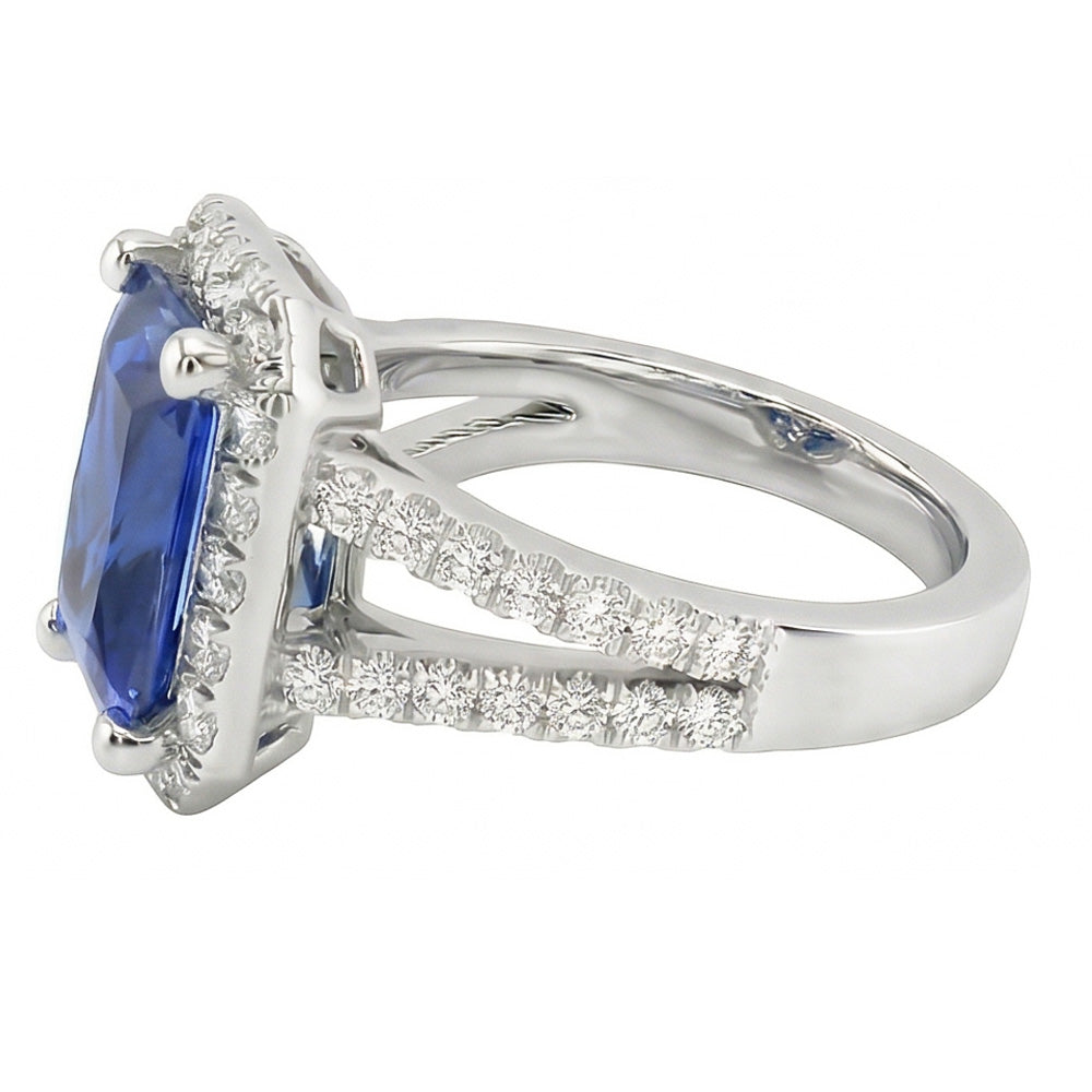 naturel round saphir 3.50carats bague sur blanc