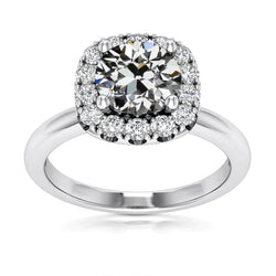 Bague Halo Femme Naturel Diamant Rond Taille Ancienne Mine 4.55 Carats Or 14K