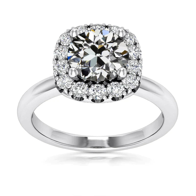 Bague Halo Femme Naturel Diamant Rond Taille Ancienne Mine 4.55 Carats Or 14K