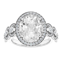 Bague Halo Femme Ovale Ancienne Mine Cut Véritable Diamond Prong Set 12.50 Carats