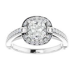 Bague Halo Femme Ronde & Coussin Naturel Diamants Taille Ancienne 7.25 Carats Bijoux