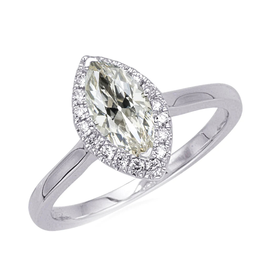 Bague Halo Femme Ronde & Marquise Réel Diamant Taille Vieille Mine 4.50 Carats