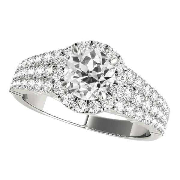 Bague Halo Femme Ronde Vieux Mineur Réel Diamant Multi-Rangées Pavé 5 Carats