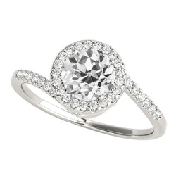 Bague Halo Femme Ronde Vieux Mineur Véritable Diamant Twisted Style 3.75 Carats
