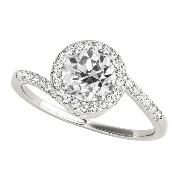 Bague Halo Femme Ronde Vieux Mineur Véritable Diamant Twisted Style 3.75 Carats