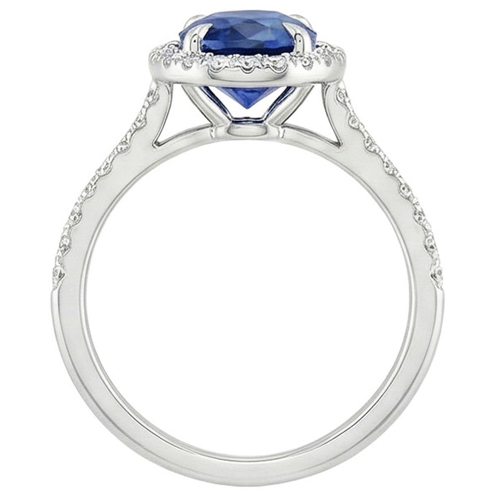 naturel oval saphir 3.25carats bague angle de côté