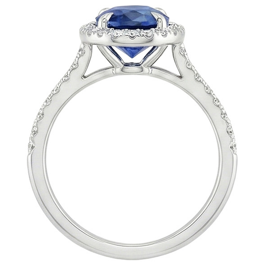 naturel oval saphir 3.25carats bague angle de côté