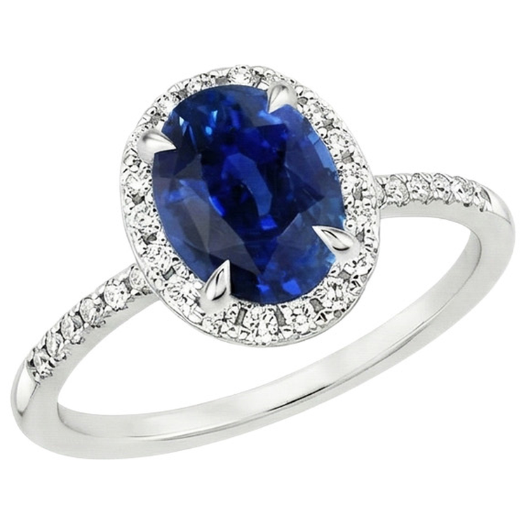 naturel oval saphir 3.25carats bague détail rapproché